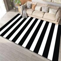 Juodai Baltas Geometrinio Rašto Plotinis Kilimas Meninis Dryžuotas Kvadratuotas Raštas Kilimas Minkštus Grindų Kilimėlis Svetainei Miegamajam 50X80CM