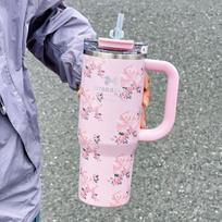 40oz Puodelis su šiaudeliu 304 Nerūdijančio Plieno Automobilinis Ledo Puodelis Lanko formos Termoso Puodelis 900ml