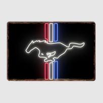 Mustang Neono Ženklas Metalinis Ženklas Plakatas Garažas Svetainė Dekoras Kino Salė Gyvas Pritaikytas Skardinis Vintage Sieninis Namų Puošmenos 20x30cm（7.8x11.8inch）