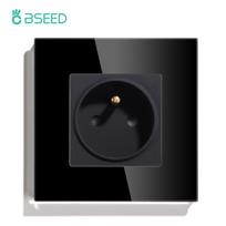 BSEED 1/2/3 jungiklių sensorinis sieninis jungiklis su Type-C USB prancūziško tipo lizdais 1 krypties LED jutikliniai jungikliai stiklinis skydelis mėlynas apšvietimas