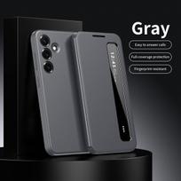 Odinis dėklas Samsung Galaxy A16 A17 A36 A55 A56 5G su veidrodėliu, Smart View langeliu, S-View dėklai, Atverčiamas telefono dėklas, Telefono apsaugos Samsung A16 pilka spalva