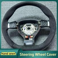 Automobilio vairo dangtelis Volkswagen Passat B6 Golf 5 Mk5 VW Jetta 5 Mk5 Tiguan 2007-2011 Zomšinis vairo apvyniojimas Automobilio aksesuarai Black Thread