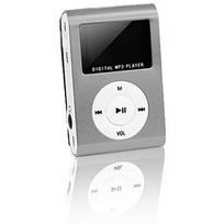 Setty Metal Clip MP3 Player with FM Radio LCD Display Micro SD Slot up to 32GB built-in Li-Ion Battery Silver GSM014535
