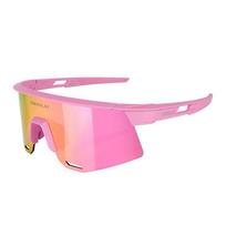 Oubao Polarized Cycling Glasses for Men and Women, Running and Bicycle Equipment, Outdoor Windproof and Sandproof Protective Sports Sunglasses Pink frame-Polarized REVO pink
