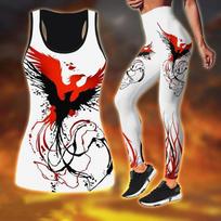„Phoenix Print“ jogos apranga moterims, madinga 3D spausdinta treniruočių antblauzdžiai „Fitness“ sportui aukštu juosmeniu, laisvalaikio jogos kelnės XS raudona