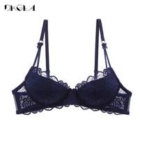 DKGEA moteriškas apatinis trikotažas Sexy Bra Plus Size Brassiere Lace Embroidery 70A mėlyna
