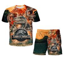 Vaikų dinozaurų drabužių rinkiniai Kūdikių berniukui Jurassic Park 3 Drabužiai Mergaitėms trumpomis rankovėmis marškinėliai + kelnės 2vnt Kostiumai berniukams Drabužiai 1-14T 110