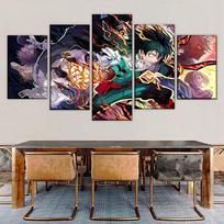 Drobės spaudiniai 5 dalių Anime Boku no My Hero Academia personažų plakatas Dekoras Modulinis Sienų menas Namų dekoratyvinis paveikslas 20x35cm*2  20x45cm*2  20x55cm*1