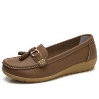 Loafers moterims Odiniai plokščiapadžiai batai Laisvalaikio batai Mamai Moteriški vienviečiai batai 35 chaki