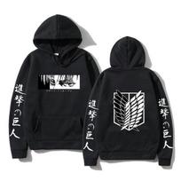 Moterų ilgomis rankovėmis Japonija Anime Attack on Titan Hoodies Megztiniai Harajuku Hoodie Megztiniai Gatvės drabužiai su gobtuvu Viršutiniai drabužiai S