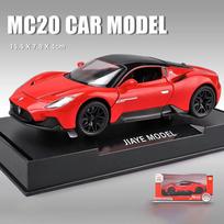Kolekcinis lydinys 1:32 „Maserati MC20 Diecast“ žaislinių automobilių modeliai, traukiamos transporto priemonės su garsu ir šviesa vaikams skirtų suaugusiųjų dovanų kolekcija 1/32- 15.5x7.8x4cm raudona
