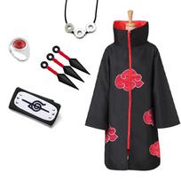 Uchiha Itachi Akatsuki raudonas debesis apsiaustas Anime Naruto Ninja Cosplay kostiumas Galvos juosta karoliai Helovino apsiaustas suaugusiam vaikui XXXL