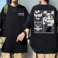 Riebaluoti Ninja Pelės Muki Sporto Salės Pelė Memas Marškinėliai Anime Demon Slayer Uzui Tengen Grafiniai Marškinėliai Unisex Moteriški Animaciniai Per dideli Marškinėliai L