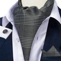 Vyrų Ascot Šilko Cravat Blue Paisley Tie nosinės rankogalių sąsagų rinkinys iškilmingam vakarėliui LDAS2044