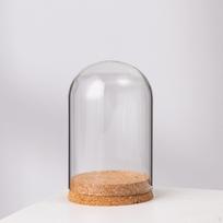 „Cloche Bell Jar“ ekrano kupolo dėklas su medinio pagrindo talpyklos centrinių dalių dangteliu