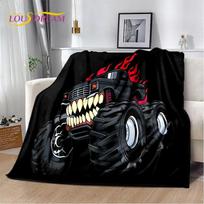 Animacinis Monster Jam 3D Monster Truck pledas, minkštas užklotas namams, miegamajam, lovai, sofai, iškylai, kelionėms, biurui, vaikiškas 75x90cm