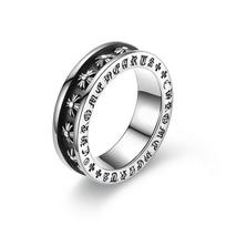 Vyriški žiedai Inscription Cross Titanium Steel Ring Retro vyriški žiedai papuošalai 6