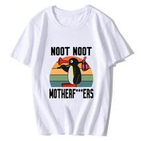Noot Noot Pingu Kawaii Berniukas Mergaitė Mielas Marškinėliai Anime T-shirt Animacinis Juokingas Pingvinas Grafiniai Viršutiniai Drabužiai Moterys Vyrai Laisvalaikio Per dydį T-shirt XS balta