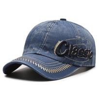 Džinsinė beisbolo kepurė Vyriška Moteriška pavasario vasara kvėpuojanti kepurė Siuvinėjimas Snapback Skrybėlė nuo saulės Kepurės Žvejybos kepuraitė Peak Cap mėlyna