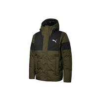 PUMA Logo Print Color Block Hooded Down Jacket Men Outerwear Deep-Olive 848762-50 XS black
