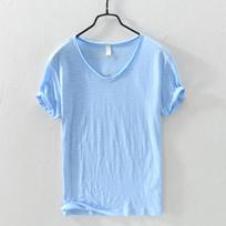 Vyriški marškinėliai Vienspalviai V formos iškirpte Trumpomis rankovėmis Viršutiniai drabužiai T-shirt'ai Vyriški marškinėliai Slim vyriški marškinėliai Sportiniai vyriški drabužiai L gray