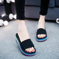 Moterų vasariniai namai „Toepost Flip Flops“ paplūdimio platforminiai batai 36 juoda