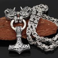 Nerūdijančio plieno vikingų vilko papuošalai Kvadratinė grandinėlė Titano plienas Toro plaktuko pakabukas Karoliai Vyriškas Imperatoriaus grandinėlė A 40CM