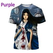 Siaubo filmo Alice Animacinis trumpomis rankovėmis Streetwear Marškinėliai Vyrams Moterims Tamsi Pasaka Atsitiktiniai 3D Spausdinti Viršutiniai Drabužiai Vaikams Naujoviški Marškinėliai S