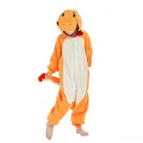 Charmander Onesie vaikams vaikams Kigurumi Halloween Cosplay kostiumas vientisa pižama 130 tamsiai oranžinės spalvos