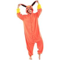 Flareon Onesie Cosplay Kostiumas Animacinis Kigurumi Vienos dalies Pižama Su kojomis Pijamas S raudona
