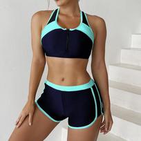 Užtrauktuko Bikini Komplektas Dviejų Dalių Maudymosi Kostiumas Moterims Su Šortais Sportinis Maudymosi Kostiumas Moteriškas Maudymosi Kostiumas S žalia