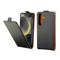 Vertikalus atverčiamas odinis dėklas su kortelės lizdu For Samsung Galaxy S24 5G juoda