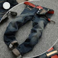 Vyriški džinsai, Vyriški perforuoti maži tiesaus vamzdžio slim fit retro jaunimo tiesaus kojos kelnės, Visų sezonų kolekcija 28