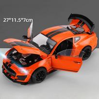1/18 mastelio „Mustang“ sportinio automobilio modelio žaislinio lydinio slėginio liejimo modeliavimo transporto priemonės, patraukiančios atgal garso lempos, skirtos vaikams gimtadienio dovanos oranžinė