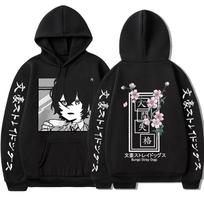 Karšti Anime Bungo Stray Dogs Drabužiai Dazai Osamu Grafinis Spaudas Vyrams Moterims Džemperiai Didelio Dydžio Gatvės Drabužiai Harajuku Unisex Džemperis XS juoda