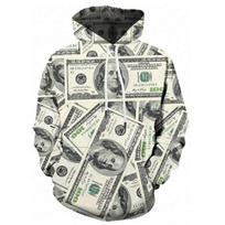 Benjamin Franklin 100 Dollar Bill Hoodie 3D spausdinimas Kasdienis megztinis su gobtuvu Megztinis su gobtuvu vyrams, moterims S