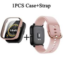 „Bip 5“ dėklas + dirželis, skirtas „Amazfit bip 5 Unity Band“ išmaniajam laikrodžiui, silikoninė apyrankė, priedai, diržas, skirtas „Amazfit bip3/3pro“ Amazfit Bip 3/Bip 3 Pro rožinė