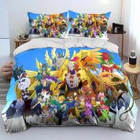 Anime Digimon Adventure Monstrų patalynės komplektas Antklodės užvalkalas Lovos komplektas Antklodės užvalkalas Pagalvės užvalkalas Antklodė Karališko dydžio Karalienės dydžio Berniukams Suaugusiems 70x133cm 2pcs