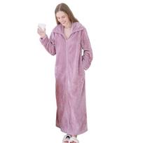 Rudens ir žiemos flaneliniai užtrauktukų chalatai moterims poroms, naktinės suknelės, madingi šilti dideli atlapai, kimono, pailginantys, sustorinantys chalatą M gray