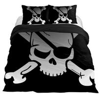 Piratų antklodės užvalkalas Šarko įlanka Tortugos sala Karibų vandenys Retro Jolly Roger Garstyčių mėlyna Miegamojo dekoracija Moterys Vaikai Vyrai 70x133cm 2pcs