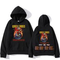 Guns N Roses Turas 2025 Džemperis Retro Gatvės Stiliaus Puloveris Unisex Kišeninis Puloveris Vilnonis Džemperis Laisvi Sportiniai Drabužiai XS juoda