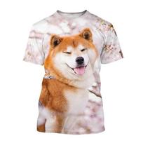 Japoniški Akita Inu marškinėliai vyrams Mieli šunų gyvūnų 3D spausdinti Harajuku trumpomis rankovėmis Baggy gatvės viršūnės marškinėliai vaikams S