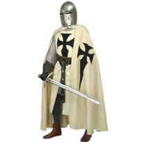 Helovino Cosplay Viduramžių Kostiumas Vyrams Teutonų Riteris Kryžiuotis Tunika ir Apsiaustas Surkotas Rekonstrukcija LARP S balta