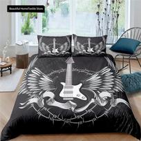 3D muzikos natos gitara užvalkalas antklodei rinkinys paaugliams suaugusiems miegamojo dekoras muzikiniai patalynės komplektai madingas hip hopo antklodės užvalkalas 70x133cm 2pcs