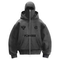 Y2k Dvigubos kepurės dizainas Retro Hoodie Vyriškas su pilnu užtrauktuku Striukė Punk Žieminis Harajuku Hoodie Sportinė apranga S pilka