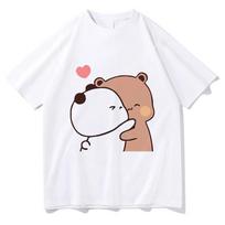 Bubu ir Dudu Marškinėliai Mada Vyrams Harajuku Estetika Grafinis Juokingas Kawaii Marškinėlis Unisex Animacinis Korėja Aukštos Kokybės Medvilniniai Marškinėliai S balta