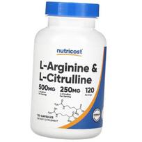 Argininas ir Citrulinas, L-Argininas L-Citrulinas, Nutricost (27647001) 120caps