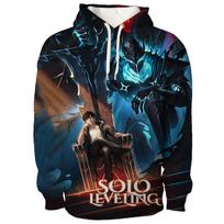 Harajuku Anime Solo Leveling Sung Jin Woo grafinis gobtuvas vyrams laisvi ilgomis rankovėmis megztiniai, madingi manga gobtuvai, vyriški drabužiai 2XL