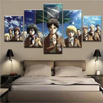 Drobės spausdintas plakatas Namų dekoracija Tapyba 5 vnt. Attack On Titan Animacija Sienos meno kūrinys Paveikslas svetainei Modulinis 20x35cm*2  20x45cm*2  20x55cm*1