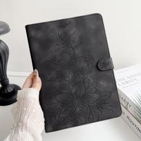 Skirta „Xiaomi Pad 7“ / „Xiaomi Pad 7 Pro“. PU odos išskirtinis gėlių reljefinio dizaino planšetinio kompiuterio dėklas Xiaomi Pad 7 juoda